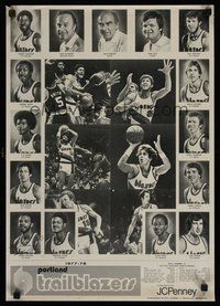 7j132 LIONEL HOLLINS signed special poster '77 he signed on a Portland Trailblazers schedule!
