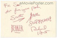 7j189 RICHARD HUNT signed index card '80s he signed with the names of his Muppet characters!