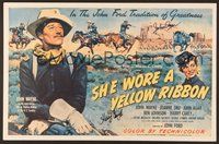 7j096 SHE WORE A YELLOW RIBBON signed 14x22 REPRODUCTION pressbook cover '80s by John Agar AND Harry Carey Jr!