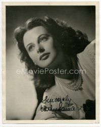 7j161 HEDY LAMARR signed deluxe 8x10 still '40s head & shoulders portrait of the beautiful actress!