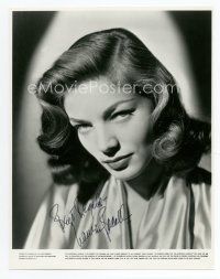 7j163 LAUREN BACALL signed 7.75x10 still '40s wonderful head & shoulders portrait of the sexy star!