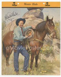 7j167 MONTE HALE signed 8x10 Dixie Cup premium '40s smiling & standing by his horse!