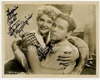 7j170 PENNY SINGLETON signed 8x10 still '40s close portrait as Blondie hugging Arthur Lake!