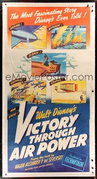7k015 VICTORY THROUGH AIR POWER linen 3sh '43 most fascinating World War II story Disney ever told!