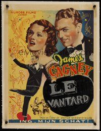 7k136 SOMETHING TO SING ABOUT linen Belgian '37 different artwork of song & dance man James Cagney!