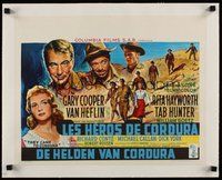 7k137 THEY CAME TO CORDURA linen Belgian '59 Gary Cooper, Rita Hayworth, Tab Hunter, Van Heflin