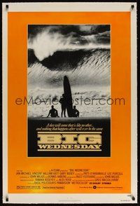 7k170 BIG WEDNESDAY linen 1sh '78 John Milius surfing classic, cool image of surfers on beach!