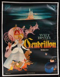 7k029 CINDERELLA linen French 1p R60s Disney classic cartoon, cool completely different image!