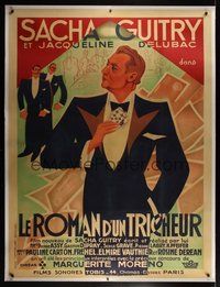 7k039 STORY OF A CHEAT linen French 1p R40 art of Sacha Guitry, who cheats at gambling & romance!