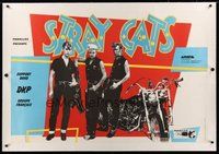 7k070 STRAY CATS linen French 31x47 '81 the rock 'n' roll band standing by a motorcycle!