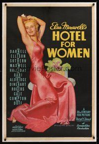7k243 HOTEL FOR WOMEN linen 1sh '39 incredible sexy full-length pin-up art by McClelland Barclay!