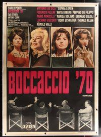 7k020 BOCCACCIO '70 linen Italian 2p '62 Loren, Ekberg & Schneider + Fellini, De Sica & Visconti!