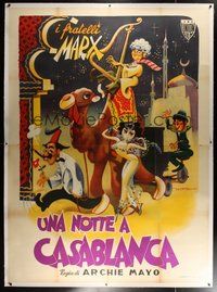 7k021 NIGHT IN CASABLANCA linen Italian 2p '50 different art of The Marx Brothers by De Seta!