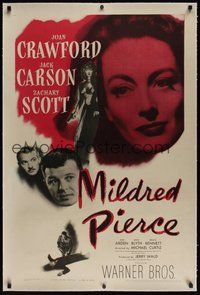 7k276 MILDRED PIERCE linen 1sh '45 Joan Crawford is the woman most men want, but shouldn't have!