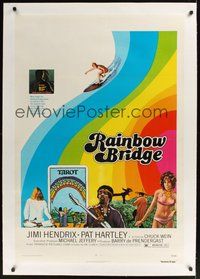 7k305 RAINBOW BRIDGE linen 1sh '72 Jimi Hendrix, wild psychedelic surfing & tarot card image!