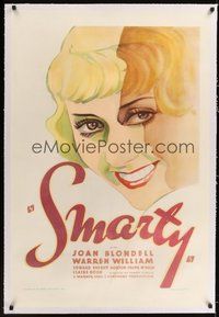 7k317 SMARTY linen 1sh '34 wonderful stone litho of pretty smiling Joan Blondell!