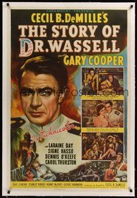7k330 STORY OF DR. WASSELL linen 1sh '44 art of heroic soldier Gary Cooper, Cecil B. DeMille