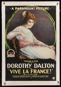 7k353 VIVE LA FRANCE linen 1sh '18 great stone litho of French WWI Red Cross nurse Dorothy Dalton!