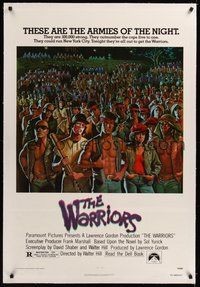 7k354 WARRIORS linen 1sh '79 Walter Hill, Jarvis artwork of the armies of the night!