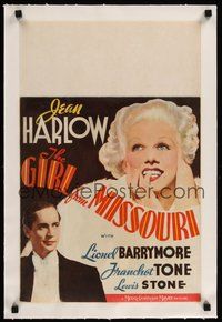 7k145 GIRL FROM MISSOURI linen WC '34 wonderful close up of beautiful Jean Harlow + Franchot Tone!