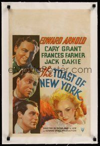 7k147 TOAST OF NEW YORK linen WC '37 best art of Frances Farmer, Cary Grant, Edward Arnold & Oakie!