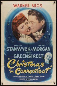 7m012 CHRISTMAS IN CONNECTICUT 1sh '45 Barbara Stanwyck, Dennis Morgan, Sydney Greenstreet!