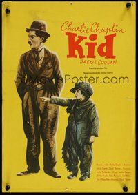 7m138 KID Czech 11x16 '58 wonderful different artwork of Charlie Chaplin & Jackie Coogan!