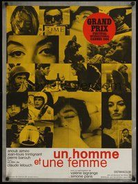 7m120 MAN & A WOMAN French 23x32 '66 Claude Lelouch's Un homme et une femme, Anouk Aimee,Trintignant