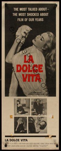 7m064 LA DOLCE VITA insert '61 Federico Fellini, Mastroianni, sexy Anita Ekberg holding kitten!
