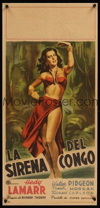 7m204 WHITE CARGO Italian locandina '49 great full-length art of sexy Hedy Lamarr as Tondelayo!