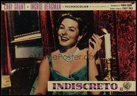 7m229 INDISCREET Italian photobusta '58 Ingrid Bergman with cigarette, directed by Stanley Donen!