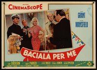 7m233 KISS THEM FOR ME Italian photobusta '57 officer Cary Grant &super sexy Jayne Mansfield!