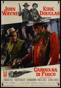 7m260 WAR WAGON Italian photobusta '67 cowboys John Wayne & Kirk Douglas!