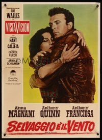 7m261 WILD IS THE WIND Italian photobusta '58 Tony Franciosa embracing sexy Anna Magnani!