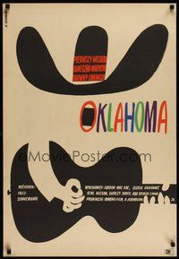 7m165 OKLAHOMA Polish 23x33 '64 Rodgers & Hammerstein musical cool Witold Janowski art!
