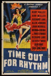 7m047 TIME OUT FOR RHYTHM signed 1sh '41 by Ann Miller, art of her in a rhythm-jammed jamboree!