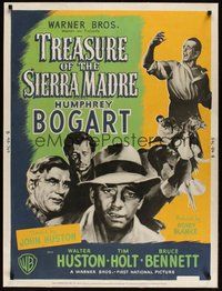 7p090 TREASURE OF THE SIERRA MADRE style B 30x40 '48 Humphrey Bogart, Tim Holt & Walter Huston!