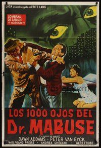 7p045 1000 EYES OF DR MABUSE Argentinean '60 Fritz Lang, cool totally different art!