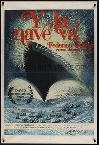 7p046 AND THE SHIP SAILS ON Argentinean '83 Federico Fellini's E la nave va, art by Fellini himself!