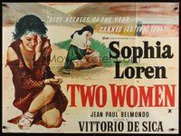 7p042 TWO WOMEN British quad '61 Vittorio De Sica's La Ciociara, art of crying Sophia Loren!