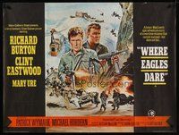 7p043 WHERE EAGLES DARE British quad R1972 Clint Eastwood, Richard Burton, different action art!