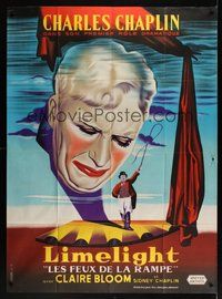 7p081 LIMELIGHT French 1p R60s different close up art of crying Charlie Chaplin + on stage!