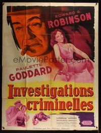 7p086 VICE SQUAD French 1p '53 cool different art of Edward G. Robinson & sexy Paulette Goddard!