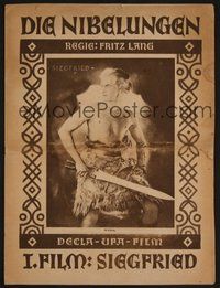 7p140 DIE NIBELUNGEN German program '24 directed by Fritz Lang, Paul Richter as Siegfried!