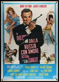 7p061 FROM RUSSIA WITH LOVE Italian 1p R70s different art of Connery as James Bond + sexy girls!
