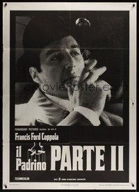7p062 GODFATHER PART II Italian 1p '75 great different image of Al Pacino, Francis Ford Coppola!