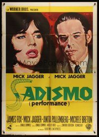 7p066 PERFORMANCE Italian 1p '71 directed by Nicolas Roeg, art of Mick Jagger by Enzo Nistri!