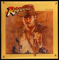 7p113 RAIDERS OF THE LOST ARK 36x36 soundtrack poster '81 art of Harrison Ford by Richard Amsel!