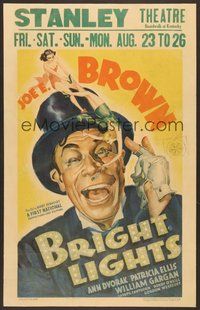 7p014 BRIGHT LIGHTS WC '35 wonderful art of Joe E. Brown in tux with tiny sexy girls!
