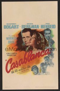 7p008 CASABLANCA WC '42 Humphrey Bogart, Ingrid Bergman, Michael Curtiz classic!